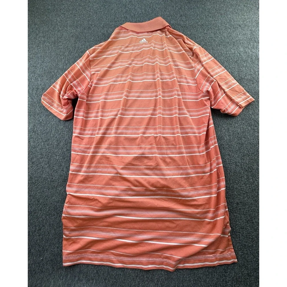 Adidas Polo Mens Medium Orange Striped Short‎ Sleeve Shirt Golf Puremotion
